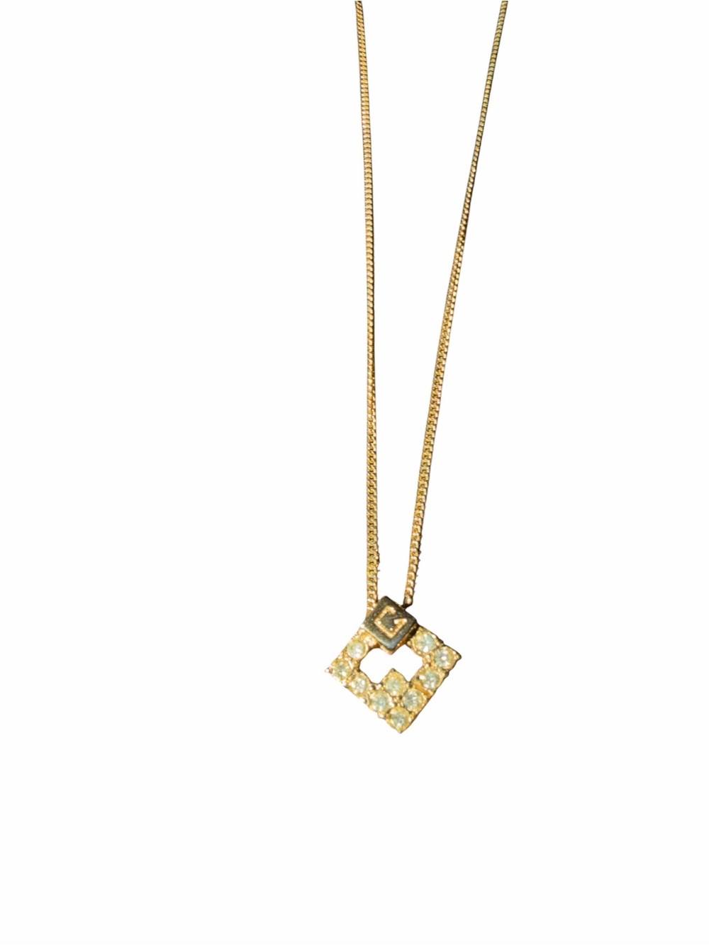 💎 PRISTINE Vintage Givenchy G-Logo Rhinestone Necklace | Bright Gold 💎